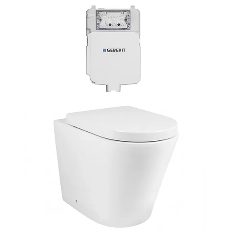 Otti Alzano Wall Faced Rimless Pan w/ Standard Seat & Geberit Inwall Cistern (S-Trap) White IAWFPRLPK-G-NP