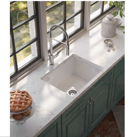 Seima Odessa 560 Ceramic Butler Sink Single Bowl 565x460mm Abovemount/Undermount White Gloss (inc.Stainless Steel Basket Waste) 192421