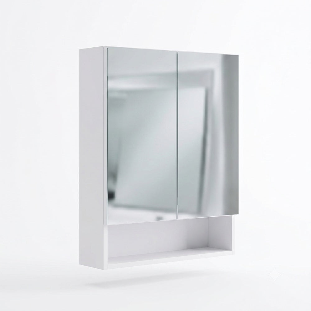 Fienza Carmen/Aluca Mirror Cabinet 600mm White 2 Doors w/ Display Shelf DMC600