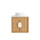 Otti Laguna Mk II Wall Hung Vanity 600mm Natural Woodland Oak w/ Matte White Top LGM600NSTUD-MW