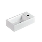 Otti Compact Above Counter Basin Left Hand Bowl 200x405mm 1 Taphole No Overflow Gloss White IS2048L