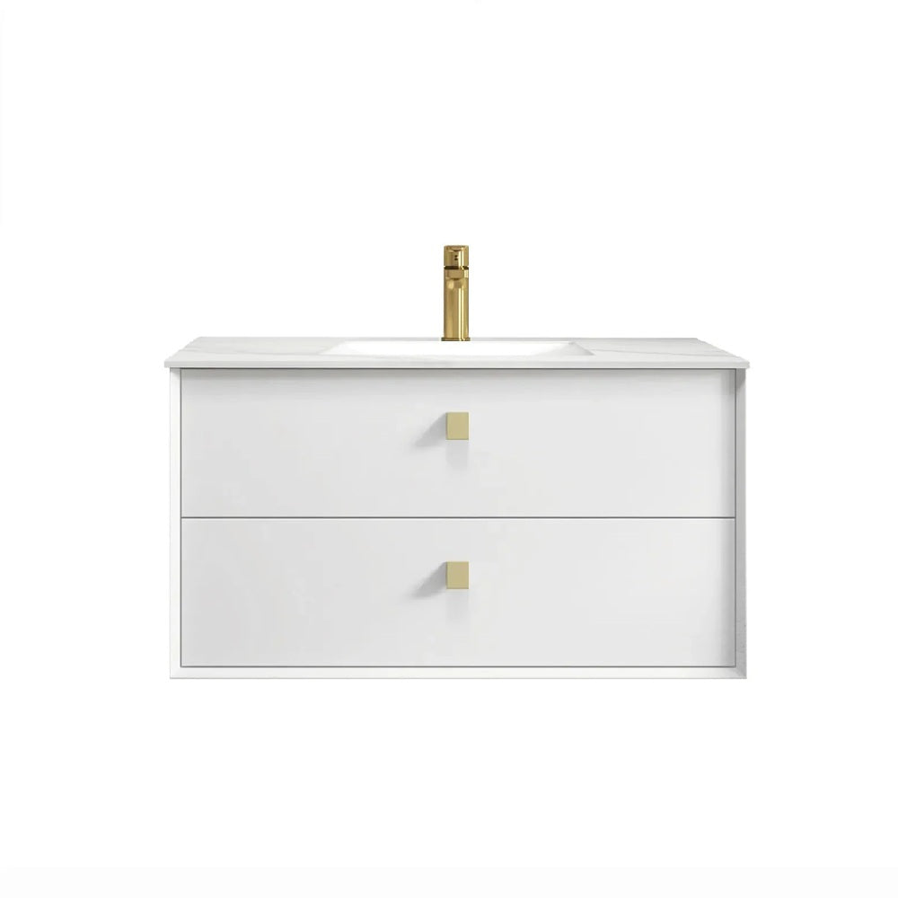 Otti Boston Wall Hung Vanity 900mm Satin White / White Top BS900WCT