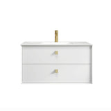 Otti Boston Wall Hung Vanity 900mm Satin White / White Top BS900WCT