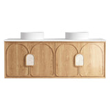 Otti Laguna Mk II Wall Hung Vanity 1500mm Natural Woodland Oak w/ Matte White Top LGM1500NSTUD-MW