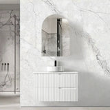 Otti Noosa Wall Hung Vanity 900mm Satin White w/ Pure White Top NS900WSTUD-PW