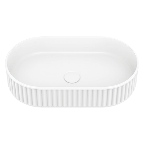 Fienza Minka Above Counter Basin  Round Solid Surface  550x340mm Matte White CSB804