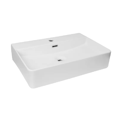 Otti Artis Above Counter Basin 600x420mm 1 Taphole w/Overflow Gloss White IS3166