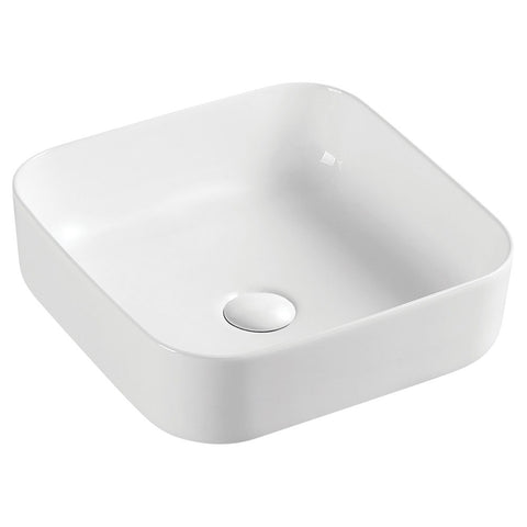 Fienza Petra Above Counter Basin 390x390mm No Taphole Gloss White RB196
