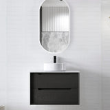 Otti Byron Wall Hung Vanity 750mm Black Oak w/ Matte White Top BY750BSTUD-MW