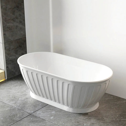 Otti Attica Kensington Freestanding Bath 1500mm w/ Overflow Gloss White AKBT-1500-OF
