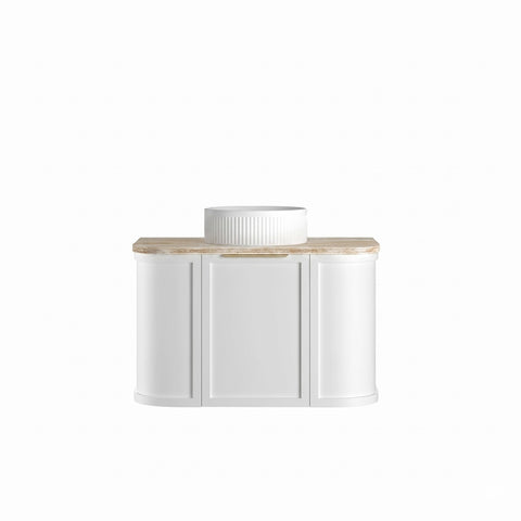 Otti Hampshire Curve Wall Hung Vanity 750mm Satin White / Sand Dune Top BOH750WST-SD