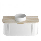 Otti Hampshire Curve Wall Hung Vanity 1200mm Satin White / Sand Dune Top BOH1200WST-SD