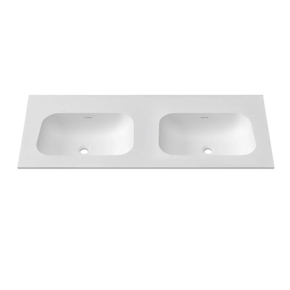 Otti Chloe Top 1200x465mm w/ Double Basins Silk Matte White MT124CS-D