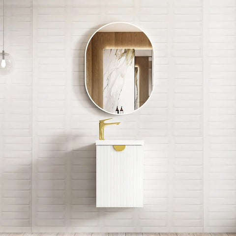 Otti Mini Ensuite Fluted Vanity 400mm (w/ Basin) Matte White SP400MW