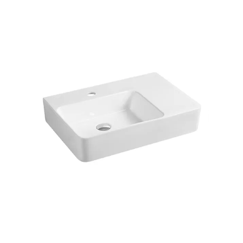 Otti Wall Hung Basin Left Hand Bowl 595x410mm 1 Taphole No Overflow Gloss White IS2077L