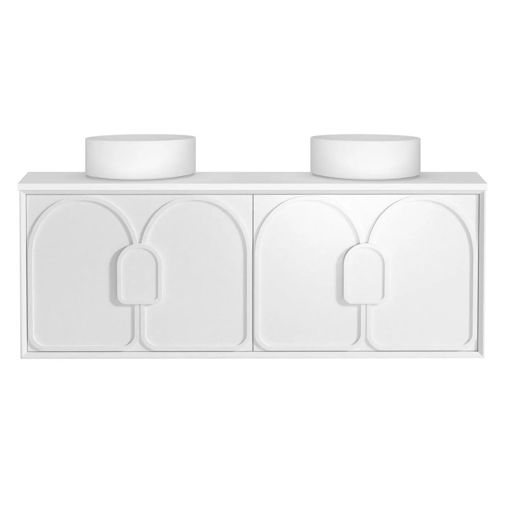 Otti Laguna Mk II Wall Hung Vanity 1500mm Matte White w/ Pure White Top LGM1500WSTUD-PW