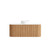 Otti Bondi Curve Fluted Wall Hung Vanity 1200mm Woodland Oak / Sand Dune Top BOW1200LST-SD