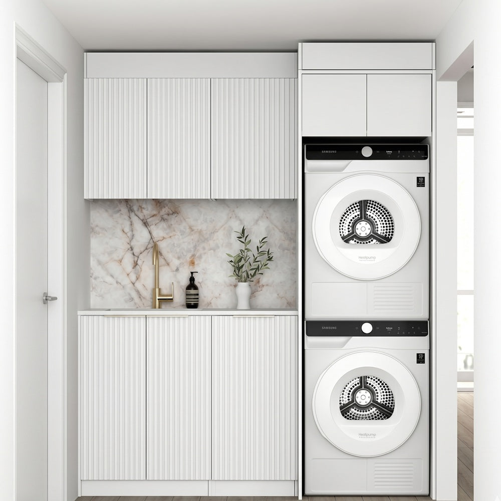 Otti Noosa Laundry Kit 1715DR-C w/ 400 Drawer Unit White / Cloudy Carrara Top LA-1715DR-C-NSW-CA
