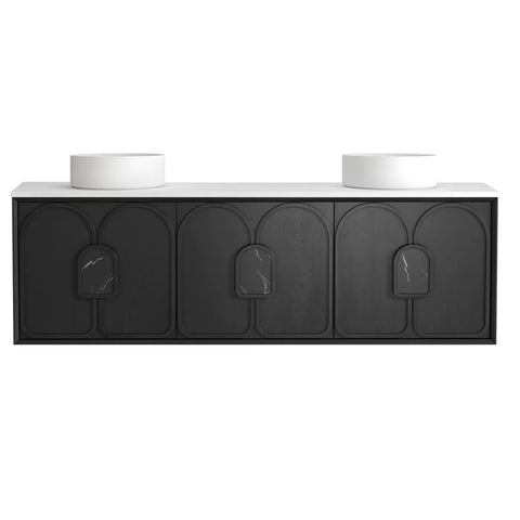 Otti Laguna Mk II Wall Hung Vanity 1800mm Black Oak w/ Pure White Top LGM1800BSTUD-PW