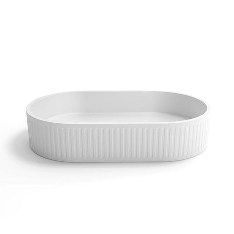 Otti Hudson Concrete Basin Oval 600x350mm Above Counter White OT6035CONW