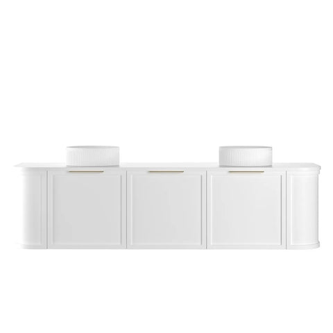 Otti Hampshire Wall Hung Curve Vanity 1800mm Satin White w/ Pure White Top BOH1800WST-PW