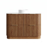 Otti Havana Fluted Freestanding Curve Vanity 1200mm Woodland Oak / Pure White Top HAFW1200LST-PW