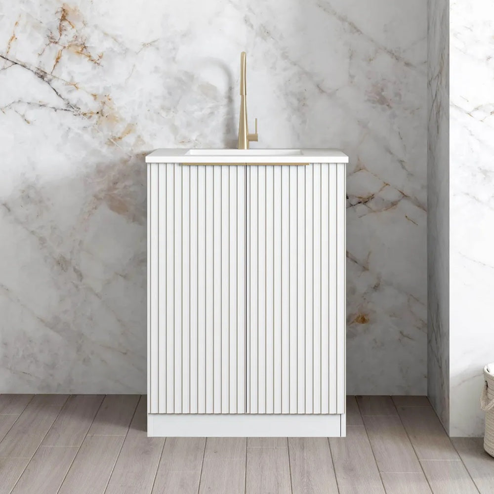 Otti Noosa Mini Laundry Kit 650mm White / Cloudy Carrara Top LA-650-NSW-CA
