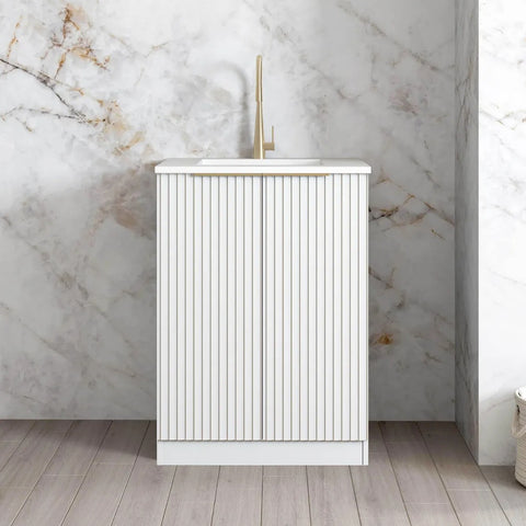 Otti Noosa Mini Laundry Kit 650mm White / Cloudy Carrara Top LA-650-NSW-CA