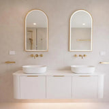 Otti Bondi Wall Hung Curve Vanity 1800mm Fluted Satin White w/ Cloudy Carrara Top BO1800WST-CA