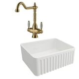 Turner Hastings Package 34 Novi Sink 500mm (Incl. Brushed Brass Grid, Providance Double Mixer and Basket Waste) Gloss White PKG034