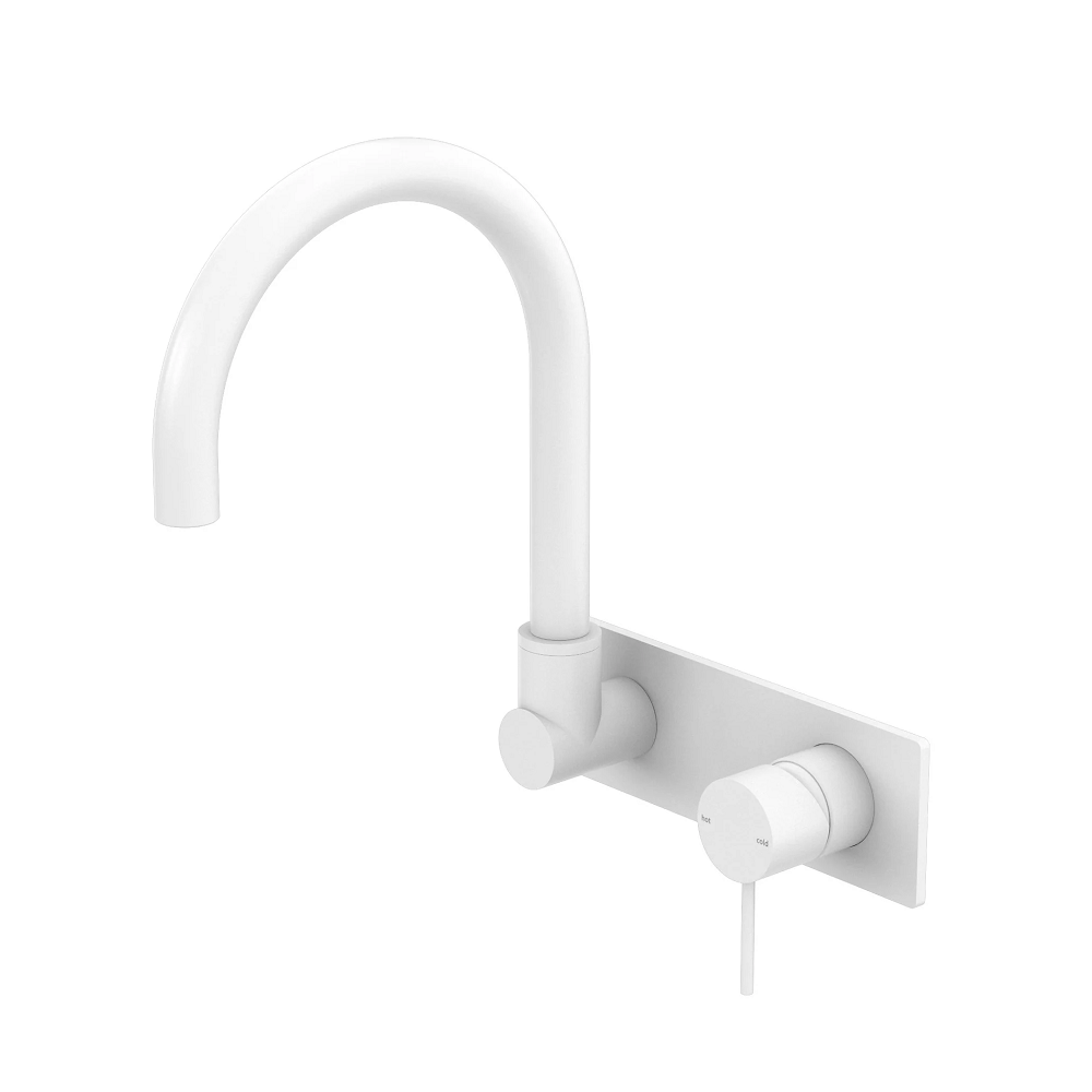 Nero Mecca Wall Basin / Bath Set Gooseneck Swivel Spout Trim Kits Only Matte White NR221910QTMW