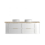 Otti Hampshire Curve Wall Hung Vanity 1500mm Satin White / Sand Dune Top BOH1500WST-SD