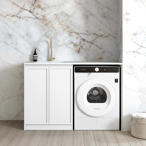 Otti Hampshire Base Laundry Cabinet 1300mm White / Pure White Top LA-1300-BOHW-PW