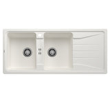 BLANCO SONA 8S Sink Inset Double Bowl With Right Hand Drainer 1160mm (1 Taphole) White 528077