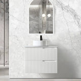 Otti Noosa Wall Hung Vanity 750mm Satin White w/ Pure White Top NS750WSTUD-PW