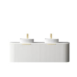Otti Bondi Wall Hung Curve Vanity 1500mm Fluted Satin White w/ Cloudy Carrara Top BO1500WST-CA