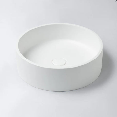 Eight Quarters Concrete Circle Above Counter Basin 390x390mm White EQCO1-W