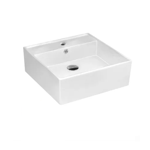 Otti Square Wall Hung Basin 380x380mm 1 Taphole w/Overflow Gloss White IS2038