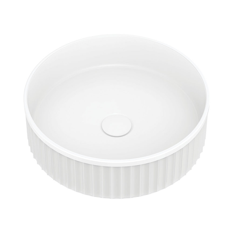 Fienza Minka Above Counter Basin  Round Solid Surface 400x400mm Matte White CSB802