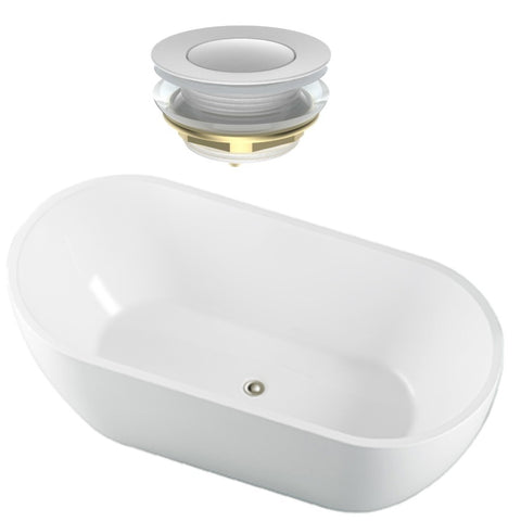 Seima Arko 120 Freestanding Bath 1700mm Matte White + Flexiwaste Overflow Kit & Pop-Out Waste Gloss White 192839