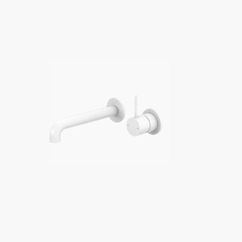 Nero Mecca Wall Basin/Bath Mixer Separate Back Plate Handle Up 160mm Matte White NR221910D160MW