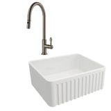 Turner Hastings Package 35 Novi Sink 500mm (Incl. Stainless Steel Grid & Brushed Nickel Ludlow Pull Out Mixer and Basket Waste) Gloss White PKG035