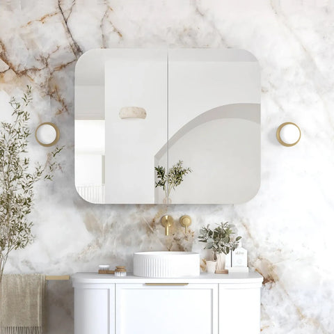 Otti Newport Shaving Cabinet 900x750mm White SSQ9075