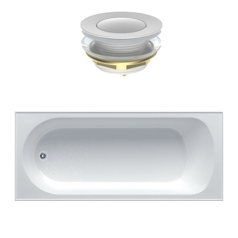 Seima Chios 102 Inset Bath 1675mm Gloss White + Flexiwaste Overflow Kit & Pop-Out Waste Matte White 192882