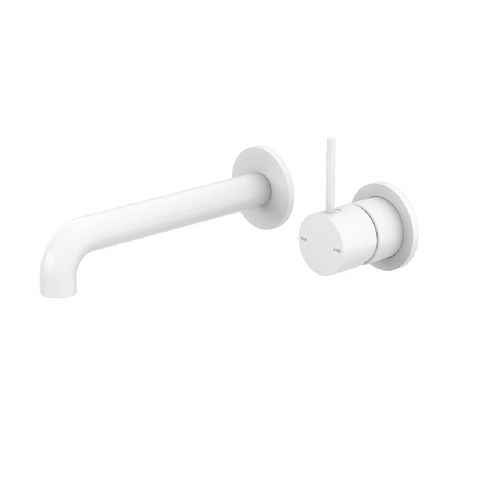 Nero Mecca Wall Basin / Bath Set 185mm (Separate Plates) Handle Up Trim Kits Only Matte White NR221910D185TMW