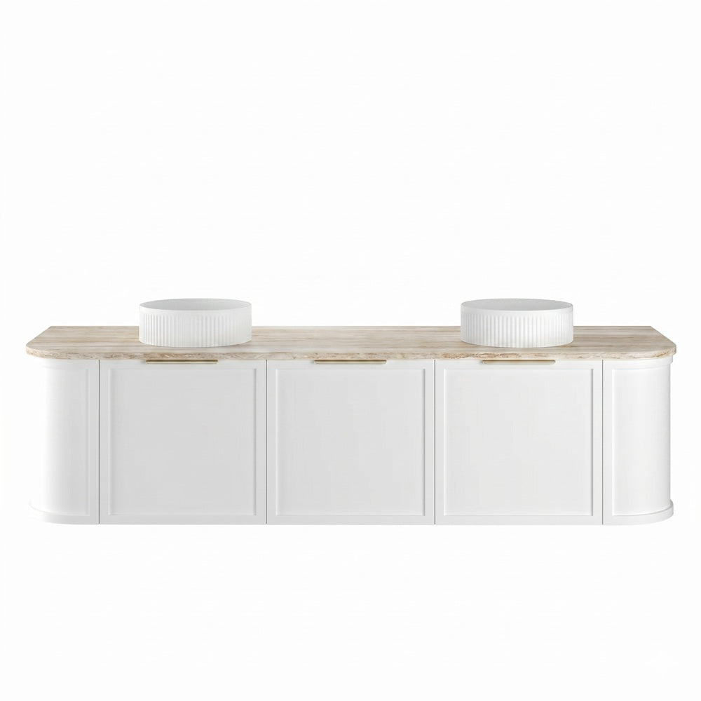 Otti Hampshire Curve Wall Hung Vanity 1800mm Satin White / Sand Dune Top BOH1800WST-SD