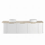 Otti Hampshire Curve Wall Hung Vanity 1800mm Satin White / Sand Dune Top BOH1800WST-SD