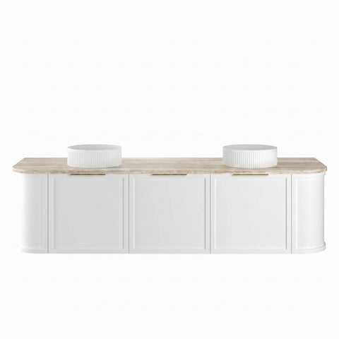 Otti Hampshire Curve Wall Hung Vanity 1800mm Satin White / Sand Dune Top BOH1800WST-SD
