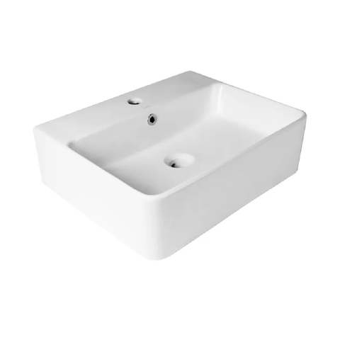 Otti Above Counter Wall Hung Basin 520x420mm 1 Taphole With Overflow Gloss White IS2066