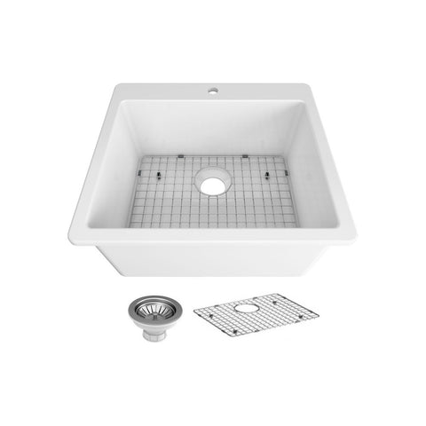 Seima Sink Eva 635 Abovemount 635x560mm (1 taphole) (inc Grid + Waste Gunmetal) White 192518